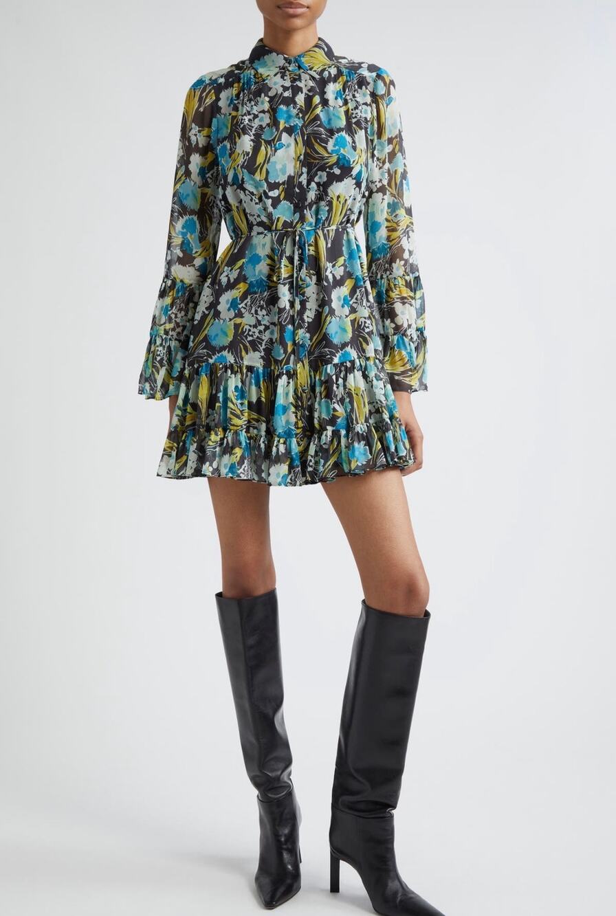 Cinq a Sept Tossed Floral Lyra Dress, Size 6